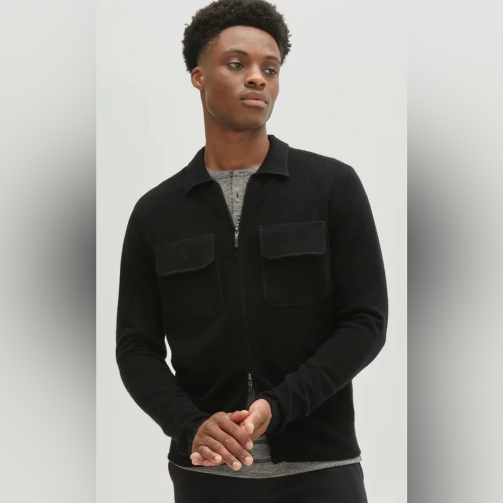 NWT Robert Barakett Zanzibar Full Zip 100% Wool  Black size Large